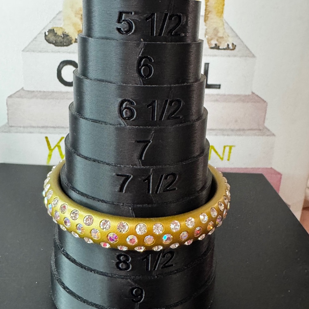 Set of 3 Gold Bangle Bracelets with AB Crystals - Picture 5 of 6